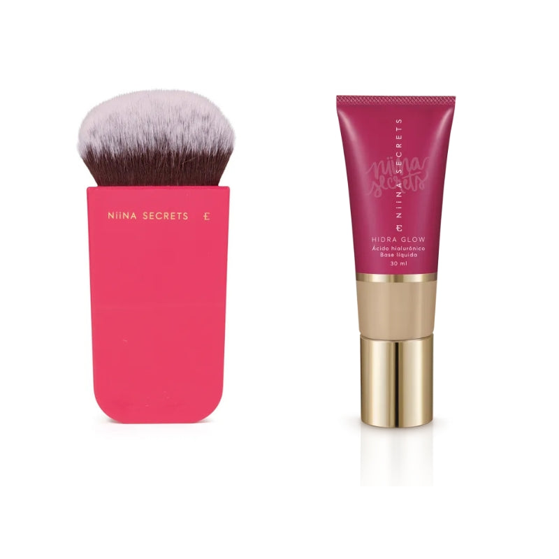 Kit Niina Glow - Pincel & Base Líquida Hidra Glow