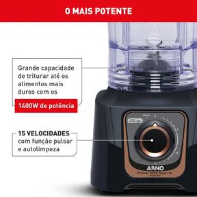 Liquidificador Arno Power Max Autolock 1400W Cinza Chumbo LN81