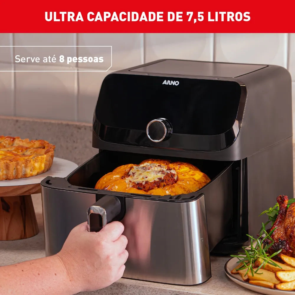 Fritadeira Air Fryer Arno Mega Digital 7,5L Inox AFD7