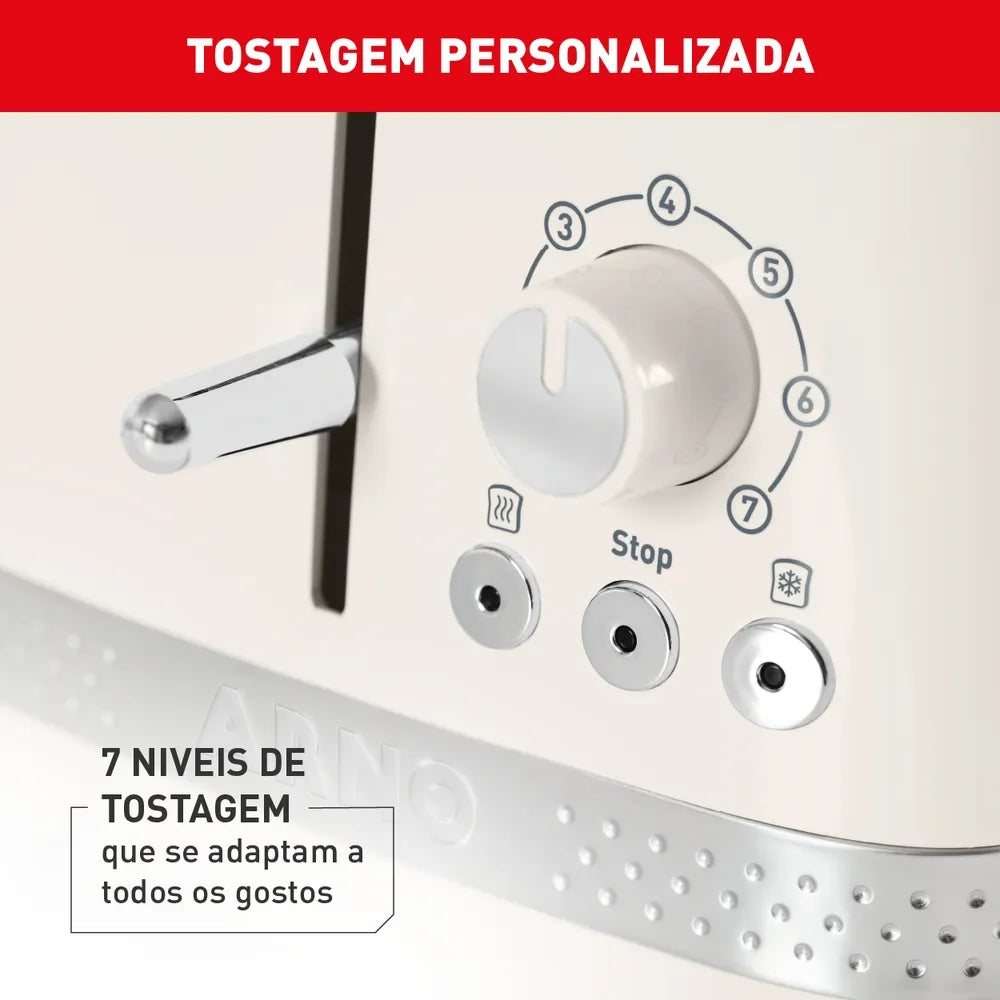 Torradeira Arno Linha Soleil Com 7 Níveis de Tostagem e Bandeja Removível Marfim STOA