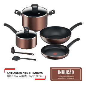 Jogo de Panelas 4 Peças Tefal Day By Day Bronze