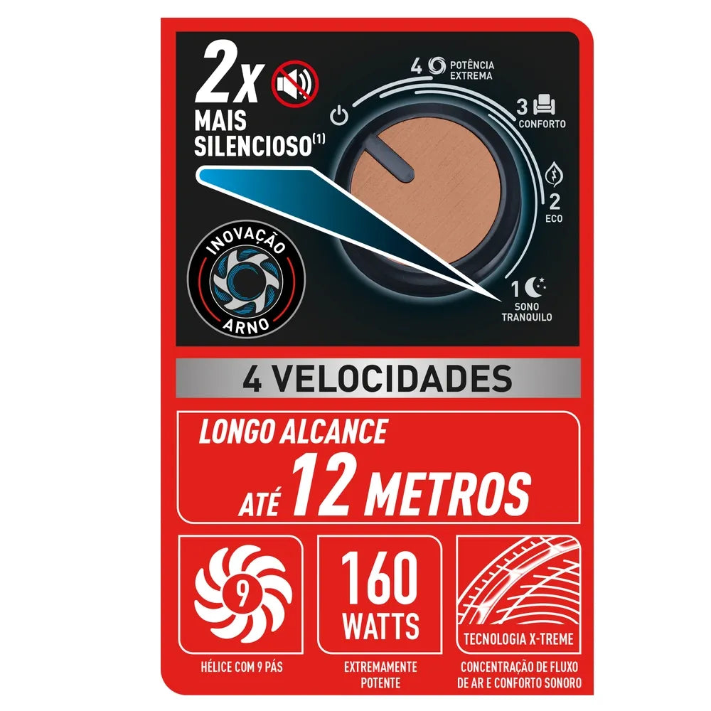 Ventilador de Mesa 40cm Arno X-TREME 9 4 Vel 160W VE94